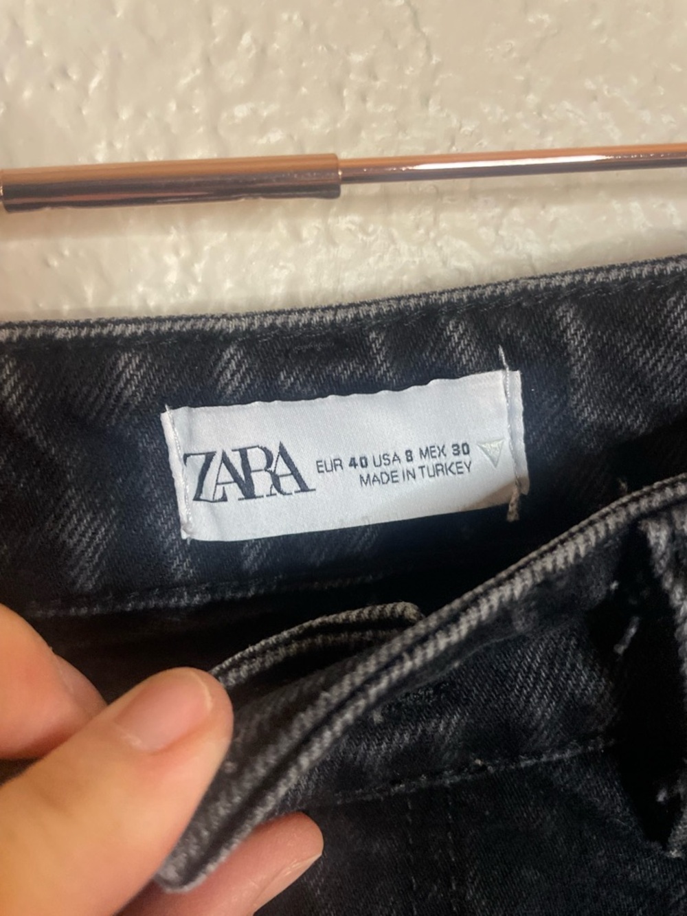 Zara Black Distressed Wide Leg Jeans Y2K Grunge Model Off Duty - Picture 4 of 5